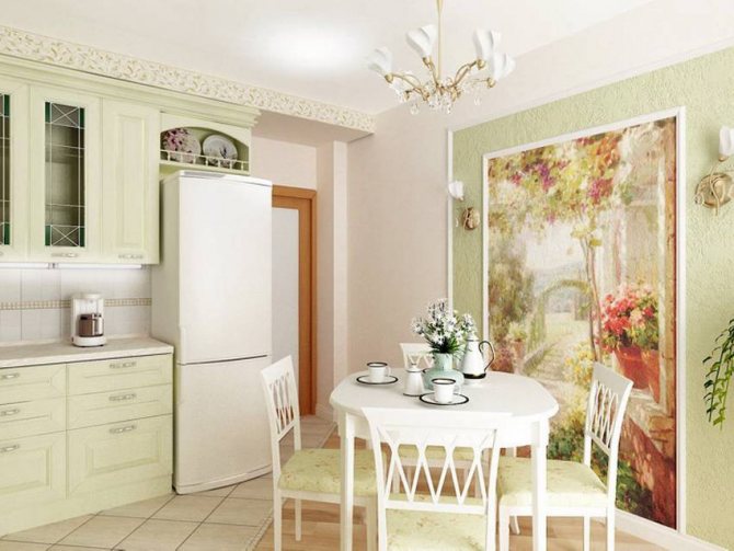 жидкие обои для интерьера прованс на кухне