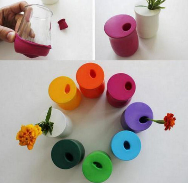 Разноцветные вазочки