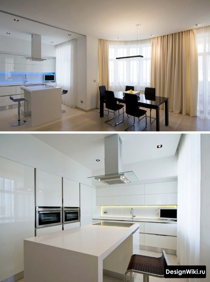 Дизайн кухни с гостиной в стиле минимализм
